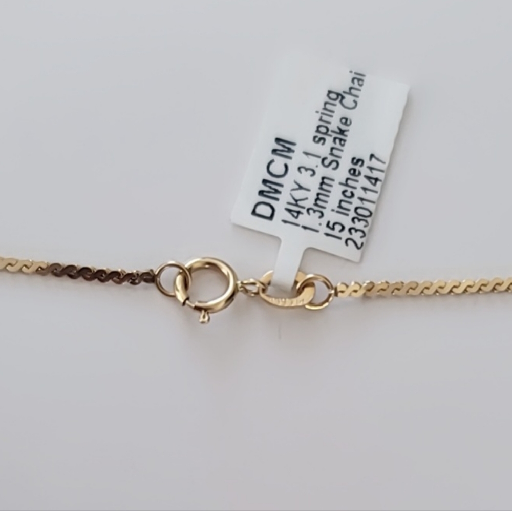 14K Solid Italian Yellow Gold Natural Smoky Topaz Necklace - Picture 5 of 5